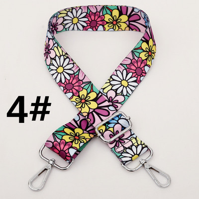 Gėlių nailono diržo rankinės petnešėlės moterims per petį rankinės Reguliuojamas platus dirželis Rainbow rankinės dalies priedai