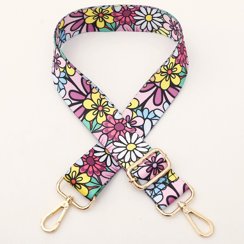 Gėlių nailono diržo rankinės petnešėlės moterims per petį rankinės Reguliuojamas platus dirželis Rainbow rankinės dalies priedai