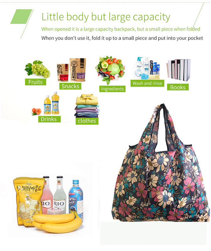 Nagy méretű újrafelhasználható bevásárlótáska Összehajtható vásárló fekete kézitáska válltáska Környezetvédelmi táska Női kézitáska