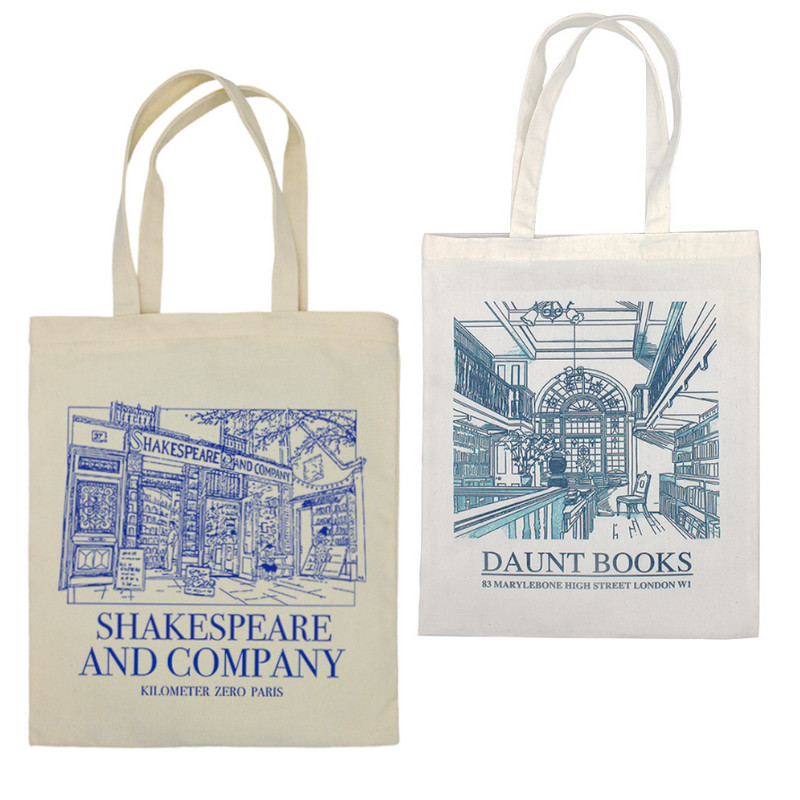 Dámske plátené tašky London Daunt Books, 34*41 cm, kabelka SHAKESPEARE, denné nakupovanie, študentská knižná taška, bavlnené cestovné kabelky