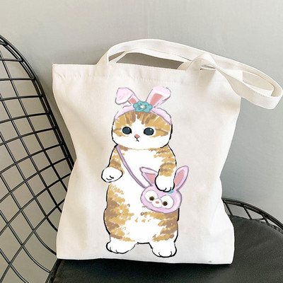 Kawaii Cats Platnene torbe Slatke torbe sa životinjama Torba za kupovinu Tote Bag Ručne torbe Ležerne torbe za djevojčice na rame Modna torba za kupovinu