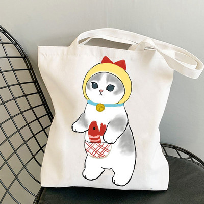 Kawaii Cats Platnene torbe Slatke torbe sa životinjama Torba za kupovinu Tote Bag Ručne torbe Ležerne torbe za djevojčice na rame Modna torba za kupovinu