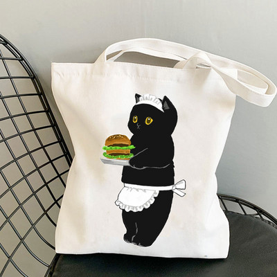 Kawaii Cats Platnene torbe Slatke torbe sa životinjama Torba za kupovinu Tote Bag Ručne torbe Ležerne torbe za djevojčice na rame Modna torba za kupovinu