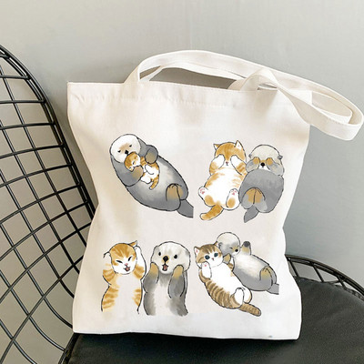 Kawaii Cats Platnene torbe Slatke torbe sa životinjama Torba za kupovinu Tote Bag Ručne torbe Ležerne torbe za djevojčice na rame Modna torba za kupovinu