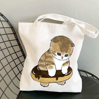 Kawaii Cats Platnene torbe Slatke torbe sa životinjama Torba za kupovinu Tote Bag Ručne torbe Ležerne torbe za djevojčice na rame Modna torba za kupovinu