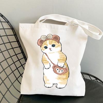 Kawaii Cats Platnene torbe Slatke torbe sa životinjama Torba za kupovinu Tote Bag Ručne torbe Ležerne torbe za djevojčice na rame Modna torba za kupovinu