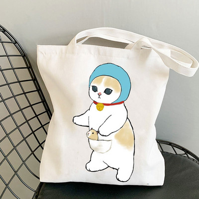 Kawaii Cats Platnene torbe Slatke torbe sa životinjama Torba za kupovinu Tote Bag Ručne torbe Ležerne torbe za djevojčice na rame Modna torba za kupovinu