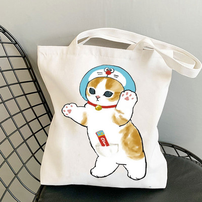 Kawaii Cats Platnene torbe Slatke torbe sa životinjama Torba za kupovinu Tote Bag Ručne torbe Ležerne torbe za djevojčice na rame Modna torba za kupovinu