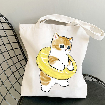 Kawaii Cats Platnene torbe Slatke torbe sa životinjama Torba za kupovinu Tote Bag Ručne torbe Ležerne torbe za djevojčice na rame Modna torba za kupovinu