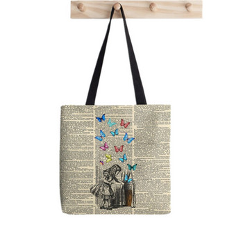 Shopper Cheshire Alice in Wonderland Printed Tote Bag γυναικεία τσάντα Harajuku shopper κορίτσι τσάντα αγορών Τσάντα ώμου Lady Canvas Bag