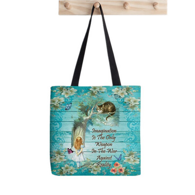 Pirkėjas Cheshire Alice in Wonderland Spausdintas krepšys moterims Harajuku pirkėjo rankinė mergina Pečių pirkinių krepšys Lady Canvas Bag