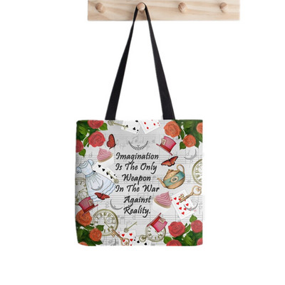 Pirkėjas Cheshire Alice in Wonderland Spausdintas krepšys moterims Harajuku pirkėjo rankinė mergina Pečių pirkinių krepšys Lady Canvas Bag