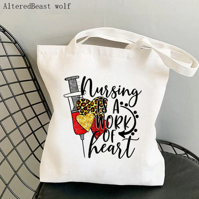 Moterų pirkinių krepšys Slaugos reikmenys Spausdintas krepšys Harajuku Seselė Pirkinių Drobė Pirkėjų krepšys mergaičių rankinė Nešiojamas pečių moteriškas krepšys