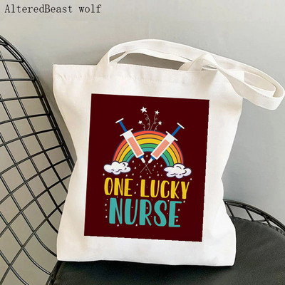 Moterų pirkinių krepšys Slaugos reikmenys Spausdintas krepšys Harajuku Seselė Pirkinių Drobė Pirkėjų krepšys mergaičių rankinė Nešiojamas pečių moteriškas krepšys