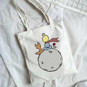 Fashion Trend Cartoon Print Canvas Tote Bag Korea Τσάντα αγορών Γυναικεία καθημερινή ευέλικτη τσάντα ώμου Τσάντα με μοτίβο Μικρού Πρίγκιπα