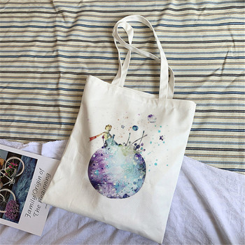 Fashion Trend Cartoon Print Canvas Tote Bag Korea Τσάντα αγορών Γυναικεία καθημερινή ευέλικτη τσάντα ώμου Τσάντα με μοτίβο Μικρού Πρίγκιπα