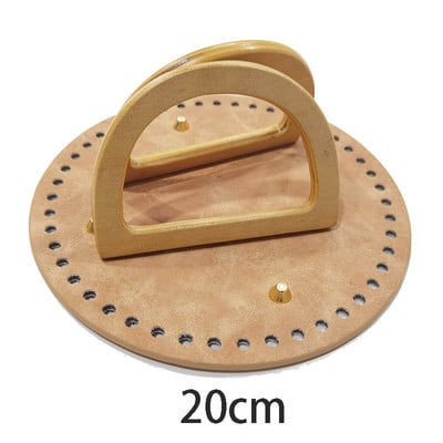 1Szett Deepeel új fa fogantyúk bőrtáska aljával, kézzel készített anyag szőtt táska kézitáskák kötött táskák barkács varrás kiegészítők