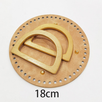 1Szett Deepeel új fa fogantyúk bőrtáska aljával, kézzel készített anyag szőtt táska kézitáskák kötött táskák barkács varrás kiegészítők