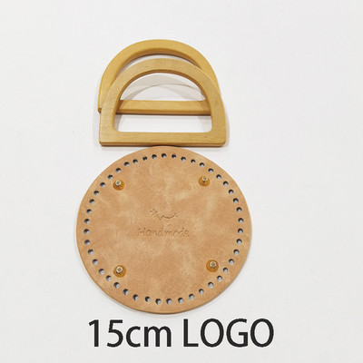 1Szett Deepeel új fa fogantyúk bőrtáska aljával, kézzel készített anyag szőtt táska kézitáskák kötött táskák barkács varrás kiegészítők