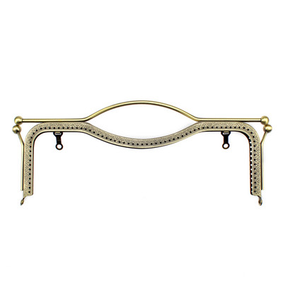 27CM, dreptunghi, concav, relief cu mâner, cadru pentru geanta de ambreiaj. Închidere metalică mare de sărut pentru accesorii de coasere a sacului