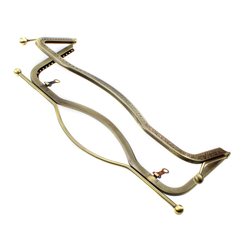 27CM, dreptunghi, concav, relief cu mâner, cadru pentru geanta de ambreiaj. Închidere metalică mare de sărut pentru accesorii de coasere a sacului