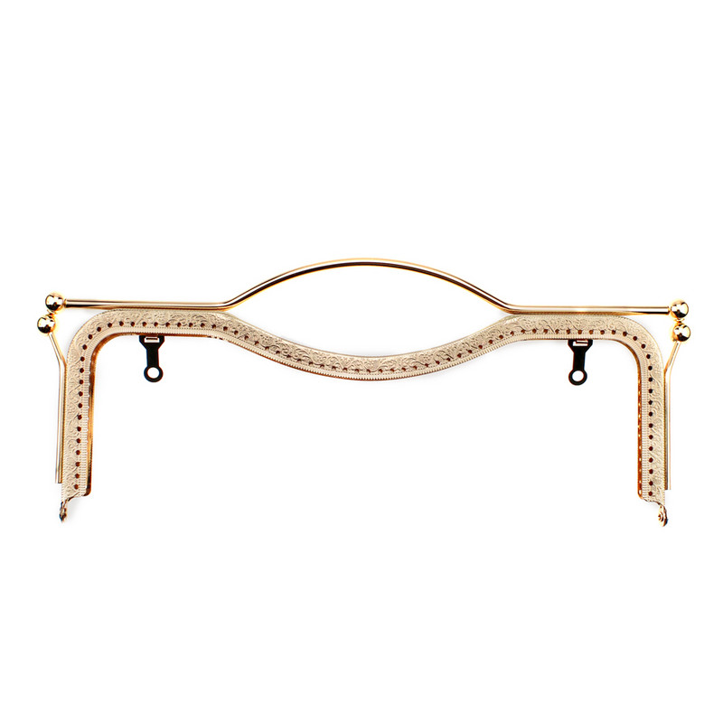 27CM, dreptunghi, concav, relief cu mâner, cadru pentru geanta de ambreiaj. Închidere metalică mare de sărut pentru accesorii de coasere a sacului