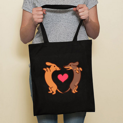 Aranyos kutya Harajuku divat bevásárló fekete táskák vászon hordtáska Bulldog anya tacskó újrafelhasználható szövettáska kézitáska válltáskák