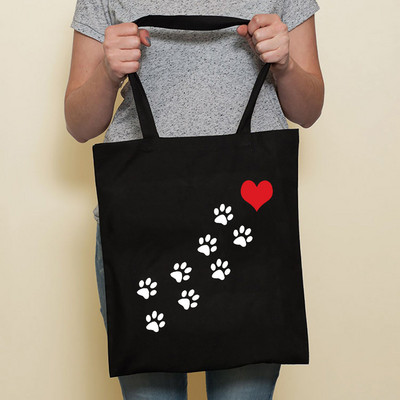 Aranyos kutya Harajuku divat bevásárló fekete táskák vászon hordtáska Bulldog anya tacskó újrafelhasználható szövettáska kézitáska válltáskák