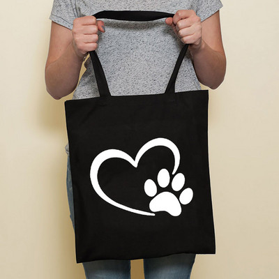 Aranyos kutya Harajuku divat bevásárló fekete táskák vászon hordtáska Bulldog anya tacskó újrafelhasználható szövettáska kézitáska válltáskák