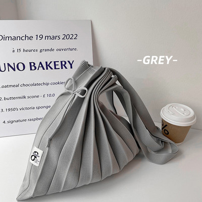 Moteriškos vilnos megztos klostės Tote Organ Bag Designer Prašmatnus susiuvimo kontrastas Korėjos madinga rankinė per petį moterims