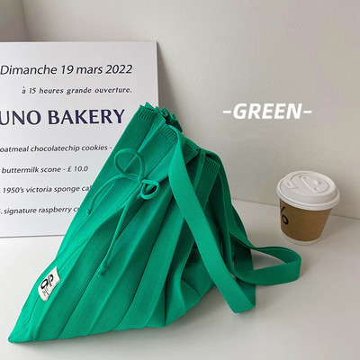 Moteriškos vilnos megztos klostės Tote Organ Bag Designer Prašmatnus susiuvimo kontrastas Korėjos madinga rankinė per petį moterims