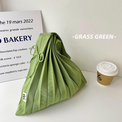 Moteriškos vilnos megztos klostės Tote Organ Bag Designer Prašmatnus susiuvimo kontrastas Korėjos madinga rankinė per petį moterims