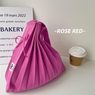 Moteriškos vilnos megztos klostės Tote Organ Bag Designer Prašmatnus susiuvimo kontrastas Korėjos madinga rankinė per petį moterims