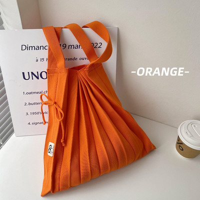 Moteriškos vilnos megztos klostės Tote Organ Bag Designer Prašmatnus susiuvimo kontrastas Korėjos madinga rankinė per petį moterims