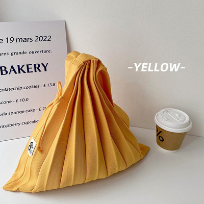 Moteriškos vilnos megztos klostės Tote Organ Bag Designer Prašmatnus susiuvimo kontrastas Korėjos madinga rankinė per petį moterims