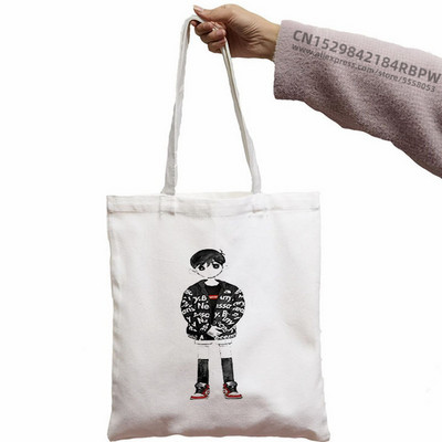 Omori pirkinių krepšys drobė bolso medvilnė perdirbimo krepšys pirkėjo rankinės krepšys audinys boodschappentas daugkartinio naudojimo maišelis kabinos griebtuvas