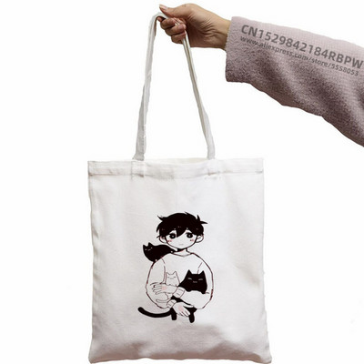 Omori pirkinių krepšys drobė bolso medvilnė perdirbimo krepšys pirkėjo rankinės krepšys audinys boodschappentas daugkartinio naudojimo maišelis kabinos griebtuvas