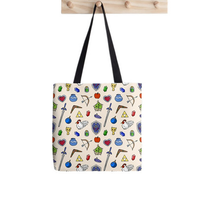 2021. gada pircēja Zelda raksta Tote Bag Printed Tote Bag sievietēm Harajuku pircēja rokassomu meitene Plecu iepirkumu soma Lady Canvas Bag
