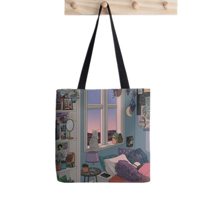 2021. gada pircēja Zelda raksta Tote Bag Printed Tote Bag sievietēm Harajuku pircēja rokassomu meitene Plecu iepirkumu soma Lady Canvas Bag