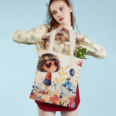 Pasaku pasaule Jauka dāvana bērnam gadījuma iepirkumu soma Jauka multfilma meitenei ar dubultu apdruku atkārtoti lietojama audekla studentu rokassomiņa