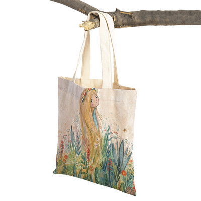 Pasaku pasaule Jauka dāvana bērnam gadījuma iepirkumu soma Jauka multfilma meitenei ar dubultu apdruku atkārtoti lietojama audekla studentu rokassomiņa