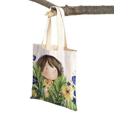 Pasaku pasaule Jauka dāvana bērnam gadījuma iepirkumu soma Jauka multfilma meitenei ar dubultu apdruku atkārtoti lietojama audekla studentu rokassomiņa