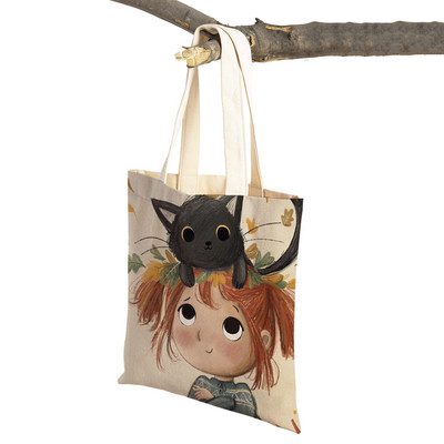 Pasaku pasaule Jauka dāvana bērnam gadījuma iepirkumu soma Jauka multfilma meitenei ar dubultu apdruku atkārtoti lietojama audekla studentu rokassomiņa