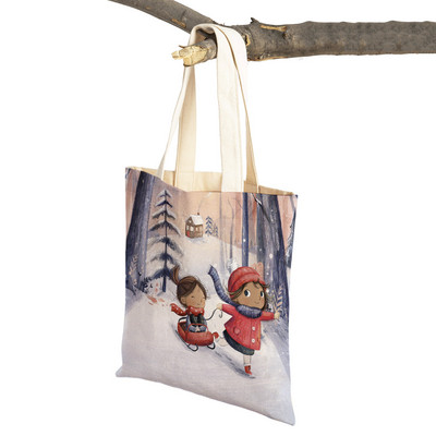 Pasaku pasaule Jauka dāvana bērnam gadījuma iepirkumu soma Jauka multfilma meitenei ar dubultu apdruku atkārtoti lietojama audekla studentu rokassomiņa