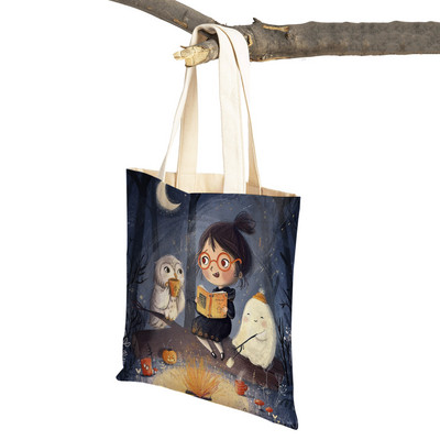 Pasaku pasaule Jauka dāvana bērnam gadījuma iepirkumu soma Jauka multfilma meitenei ar dubultu apdruku atkārtoti lietojama audekla studentu rokassomiņa