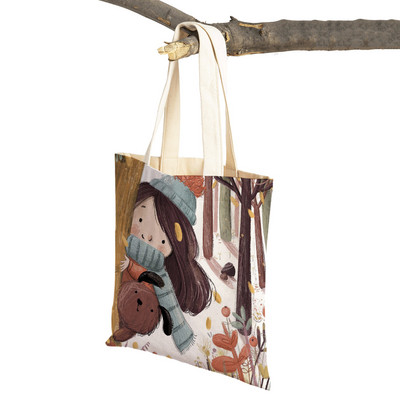 Pasaku pasaule Jauka dāvana bērnam gadījuma iepirkumu soma Jauka multfilma meitenei ar dubultu apdruku atkārtoti lietojama audekla studentu rokassomiņa