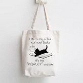 Macska Könyvek Kávé Szerelem Nyomtat Vásárló Kézitáskák Váll Divat Vászon Alkalmi vásárlás Lányok Női Grafikus táska