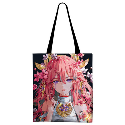 Genshin Impact Canvas Tote Bag Kvetinová verzia Sumeru Venti Cyno Dehya Wanderer Baizhu Kazuha Alhaitham Baal Nákupná kabelka