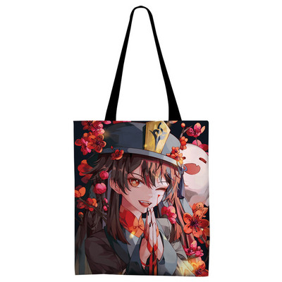 Genshin Impact Canvas Tote Bag Kvetinová verzia Sumeru Venti Cyno Dehya Wanderer Baizhu Kazuha Alhaitham Baal Nákupná kabelka