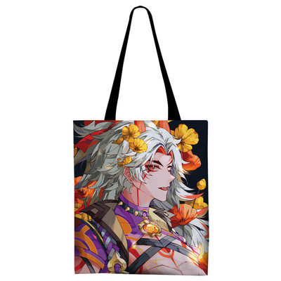 Genshin Impact Canvas Tote Bag Kvetinová verzia Sumeru Venti Cyno Dehya Wanderer Baizhu Kazuha Alhaitham Baal Nákupná kabelka